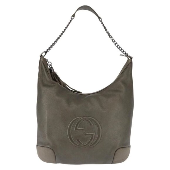 GUCCI Soho Chain Shoulder Bag Leather Gray 326706 Auth 146271 - Picture 3 of 16